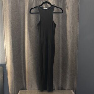 Zara Black Ribbed Tank Maxi Dress